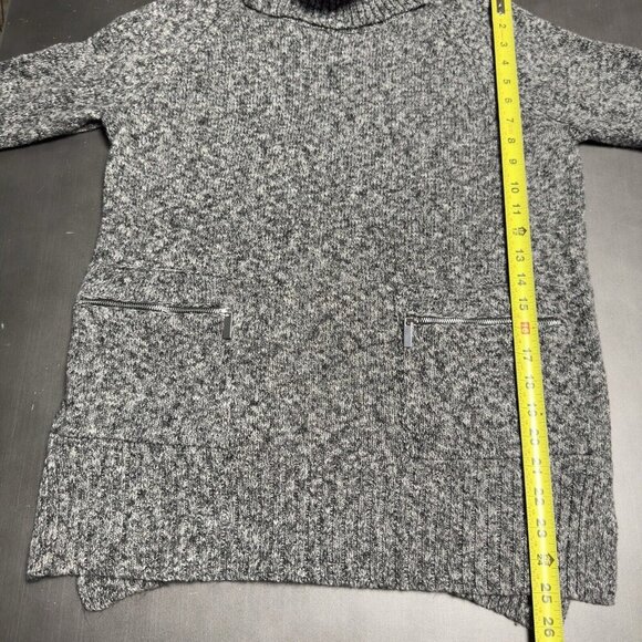 Workshop Republic Gray Cowl Turtleneck Sweater Long Soft Cozy Zip Pocket - Picture 9 of 10